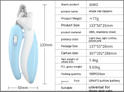 LED Pet Nail Clipper with Electric Grinder