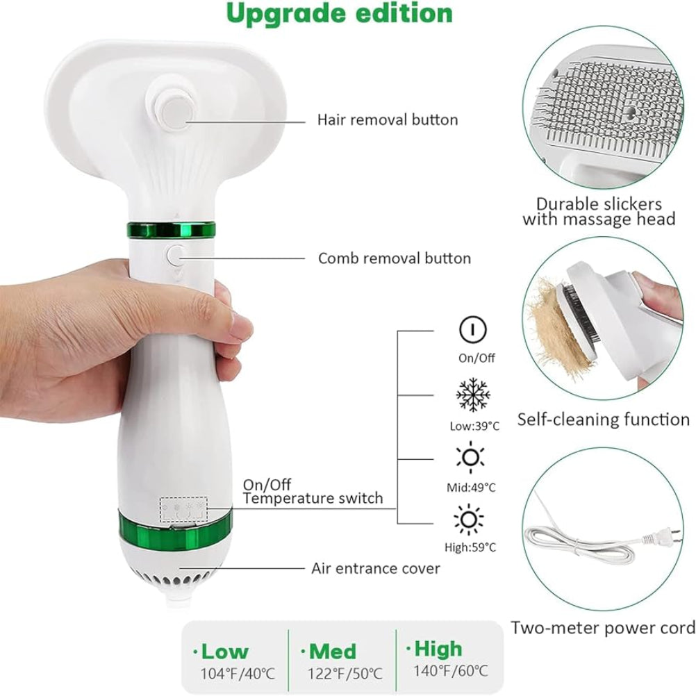 Pet Hair Dryer & Hot Air Blower Drying Comb Brush