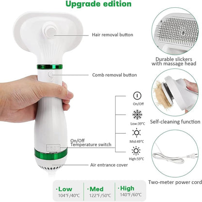 Pet Hair Dryer & Hot Air Blower Drying Comb Brush