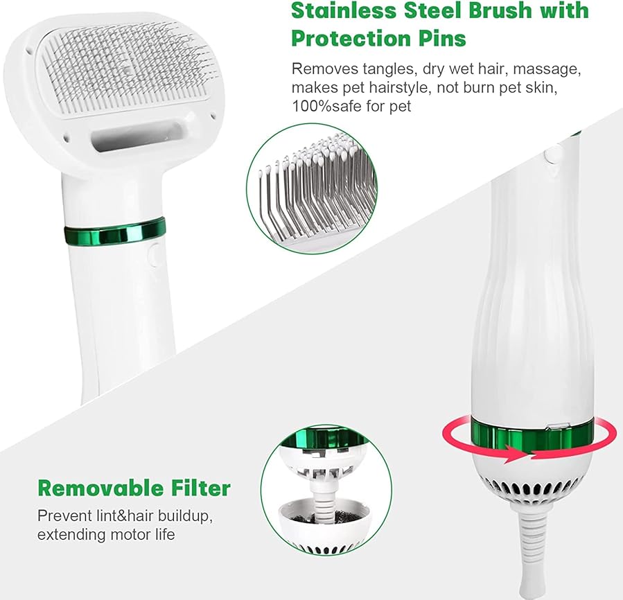 Pet Hair Dryer & Hot Air Blower Drying Comb Brush