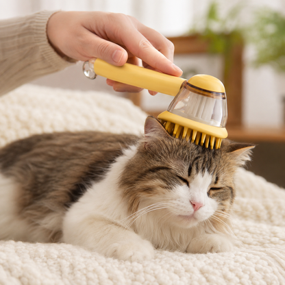 3-in-1 Pet Bath Brush — Soap Dispenser, Deep Massage & Deshedding